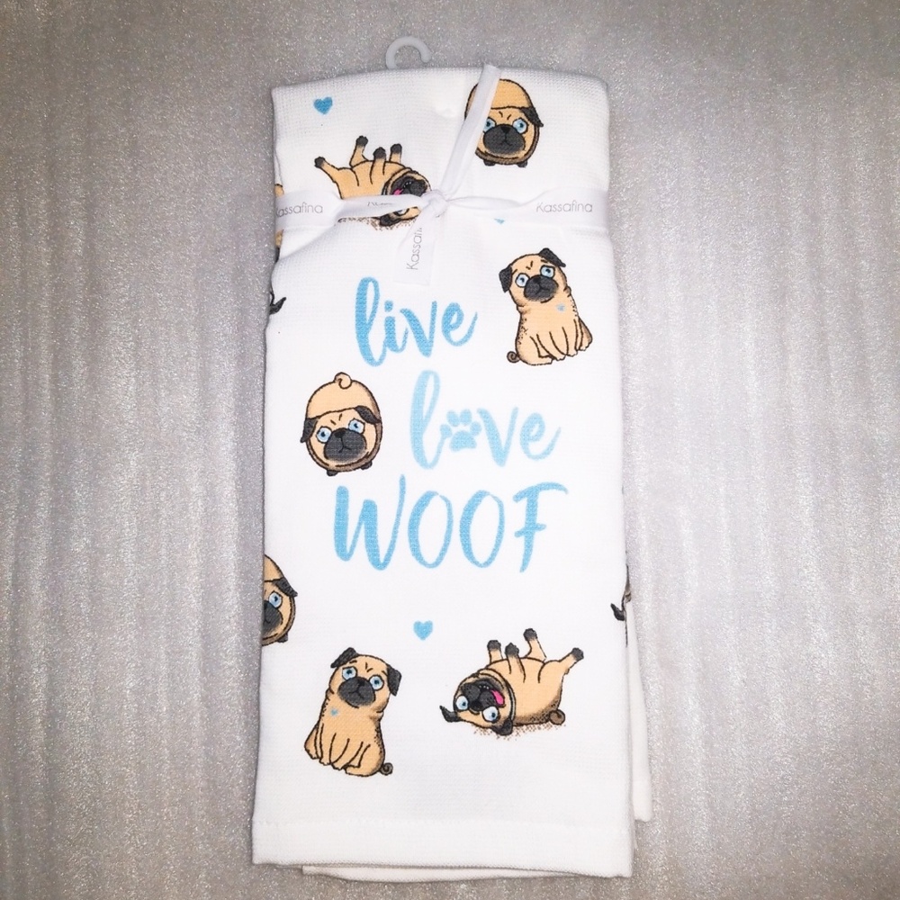 Kassafina Set of 2 Live Love Woof Kitchen Towels